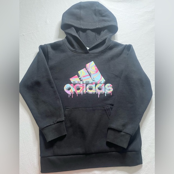 Adidas Kids Hoodie with Multicolor Logo Girls size 7 - Picture 1 of 6